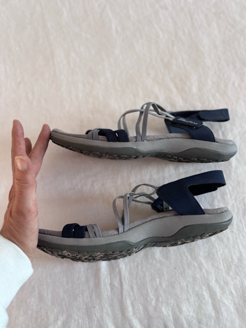 Skechers Women's Navy and Gray Strappy Sandals - Picture 9 of 13